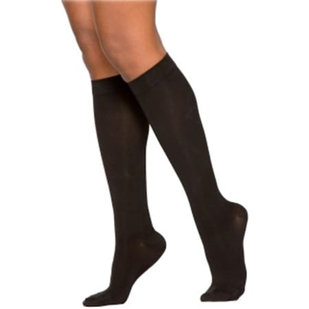 Cotton 233CLSW99-S 30-40 MmHg Womens With Grip Top Socks- Black - Large- Short